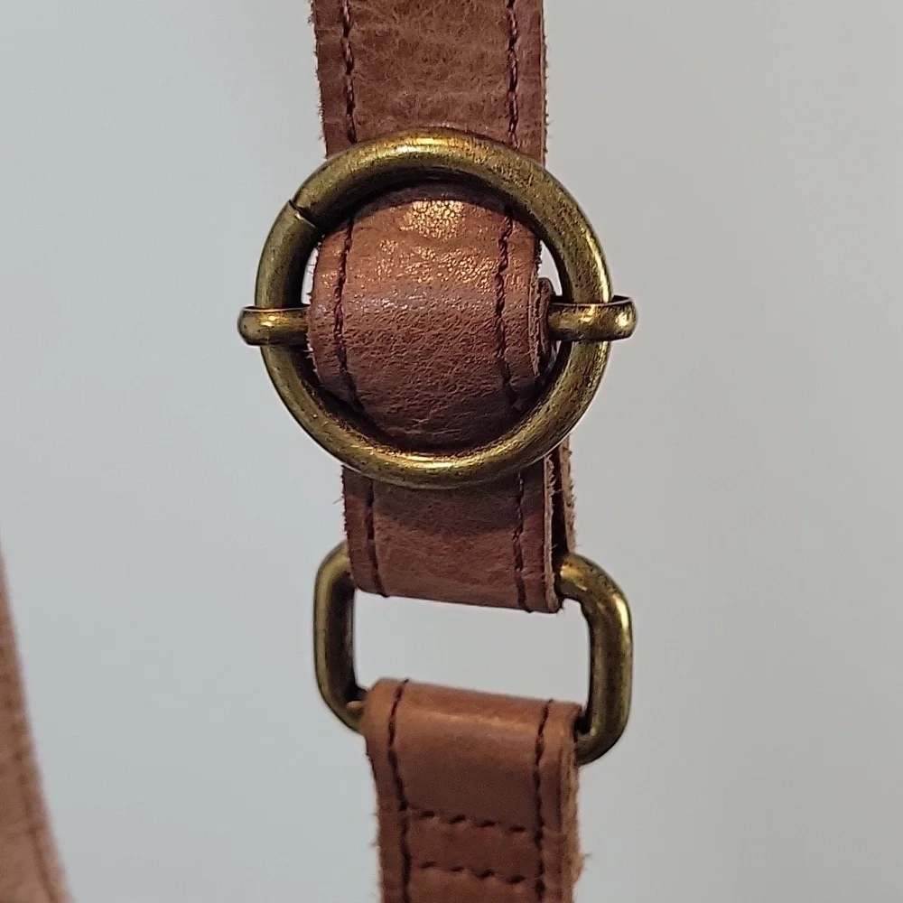 The Sak Brown Leather ASHLAND Embossed Crossbody Purse with Brass Hardware